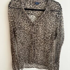 Trussardi Animal Print Sheer Blouse